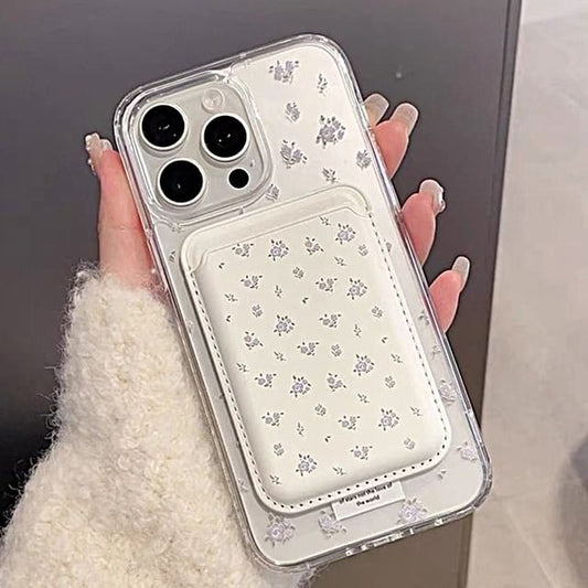with Card Holder (Compatible Case Phone Magnetic Floral MagSafe) / Set