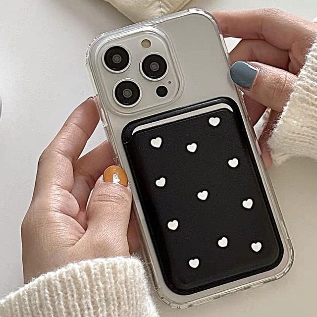 Holder Heart (Compatible Card MagSafe) Set Case Phone with Magnetic /