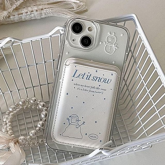 Card (Compatible MagSafe) Phone / Case Magnetic with Snowman