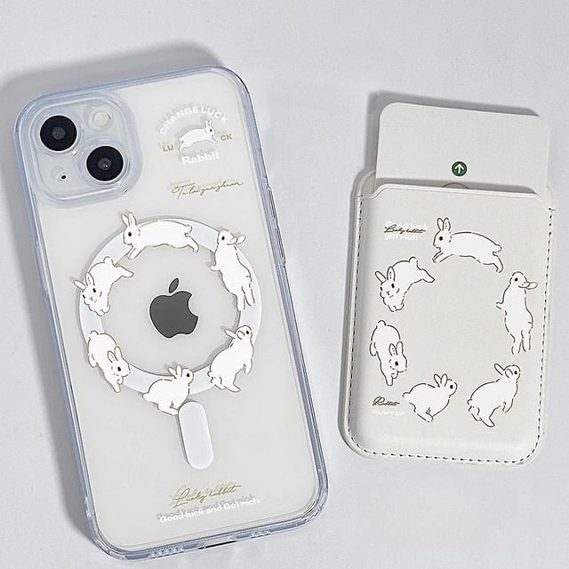 / Card Magsafe Rabbit Set iPhone Compatible Case Print