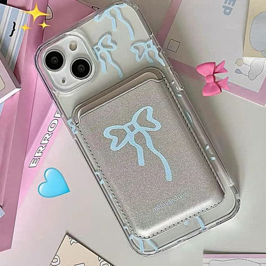 Set Magsafe Card Bow Print Compatible / Case iPhone