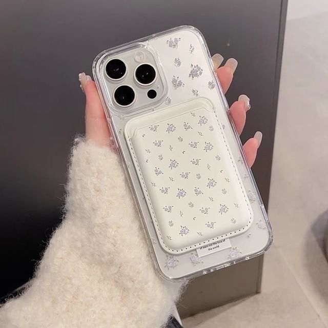 with Card Holder (Compatible Case Phone Magnetic Floral MagSafe) / Set