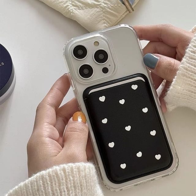 Holder Heart (Compatible Card MagSafe) Set Case Phone with Magnetic /