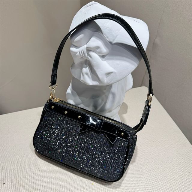 Glitter Faux Leather Shoulder Bag