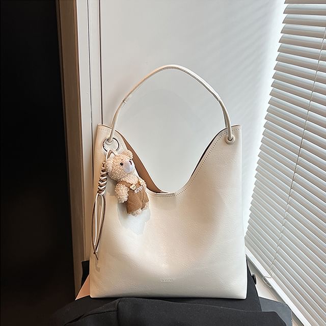 Faux Leather Plain Tote Bag