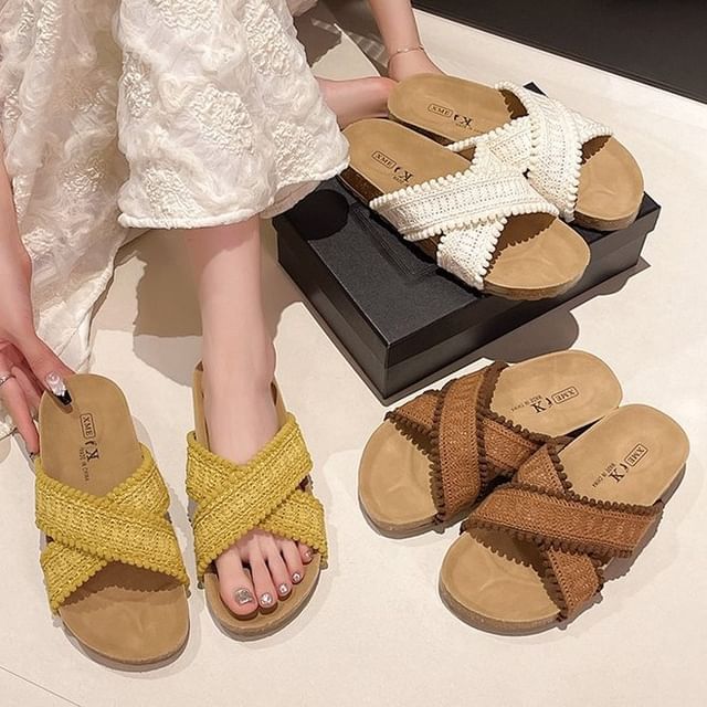Cross Sandals Knit Strap