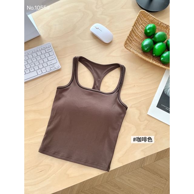 U-Neck Plain Crop Tank Top