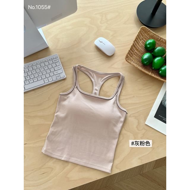 U-Neck Plain Crop Tank Top