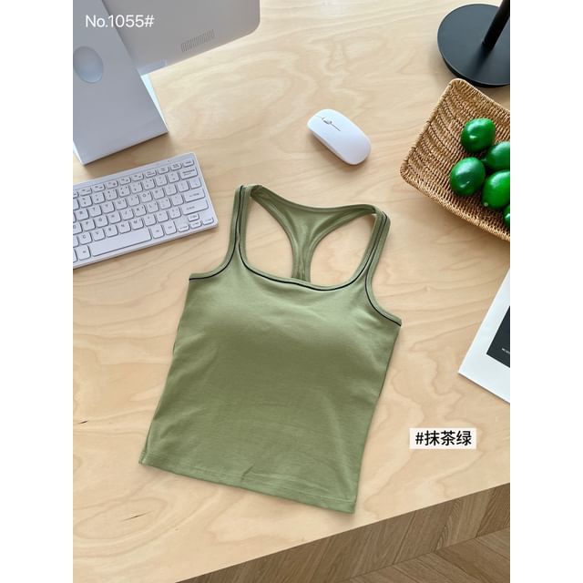 U-Neck Plain Crop Tank Top