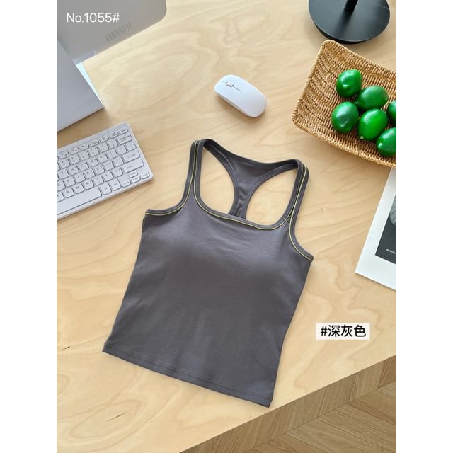 U-Neck Plain Crop Tank Top
