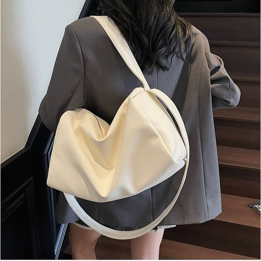 Plain Faux Leather Carryall Bag