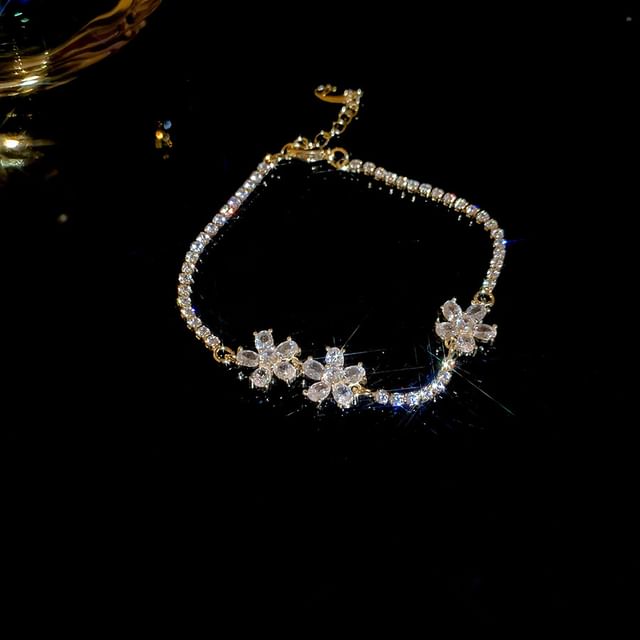 CZ Bracelet Flower Tennis