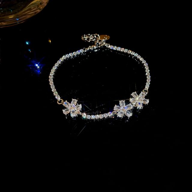 CZ Bracelet Flower Tennis