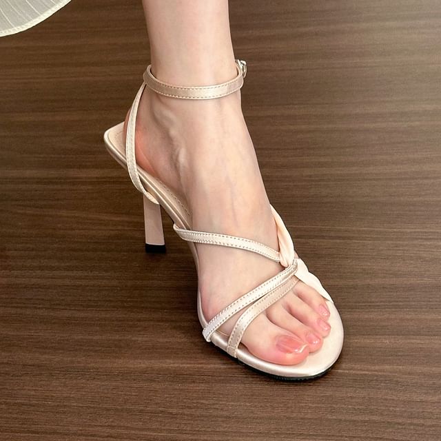 Ankle Heel Sandals Strap Knot High