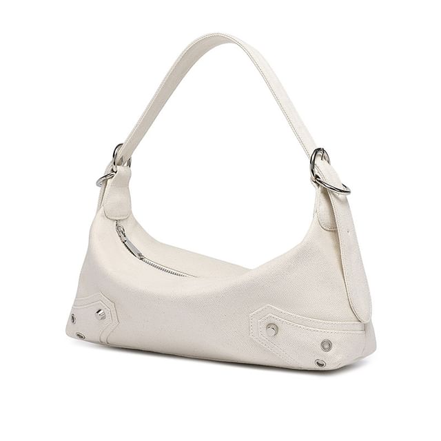 Faux Leather Studded Shoulder Bag