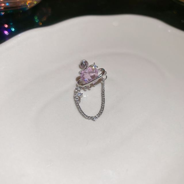 Chain Earring Heart Stud