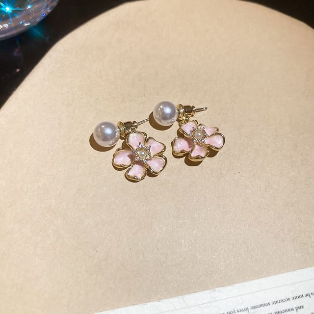 Drop Earring Pearl Faux Floral