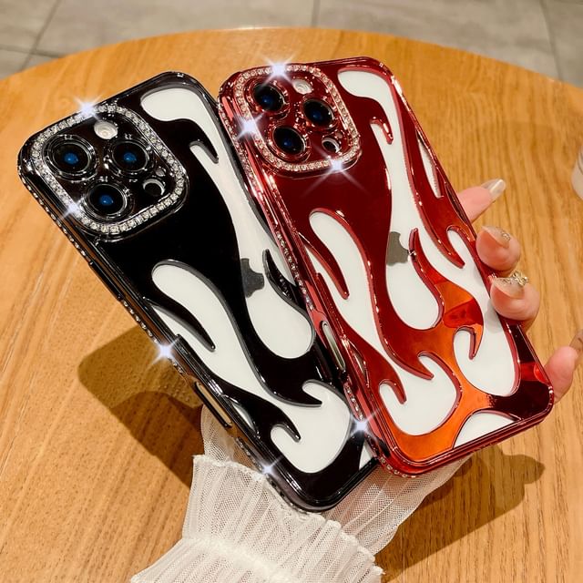 Flame Rhinestone Case iPhone