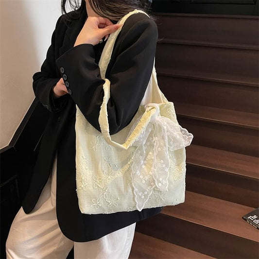 Bag Tote Floral Embroidered