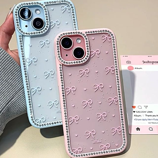 Phone Case Rhinestone Bow Print