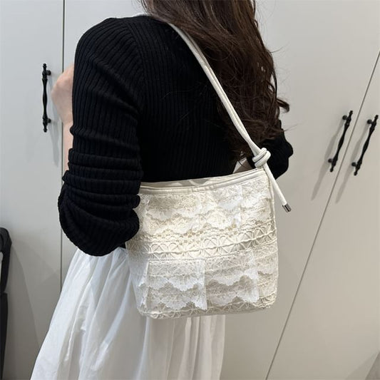 Panel Lace Shoulder Bag