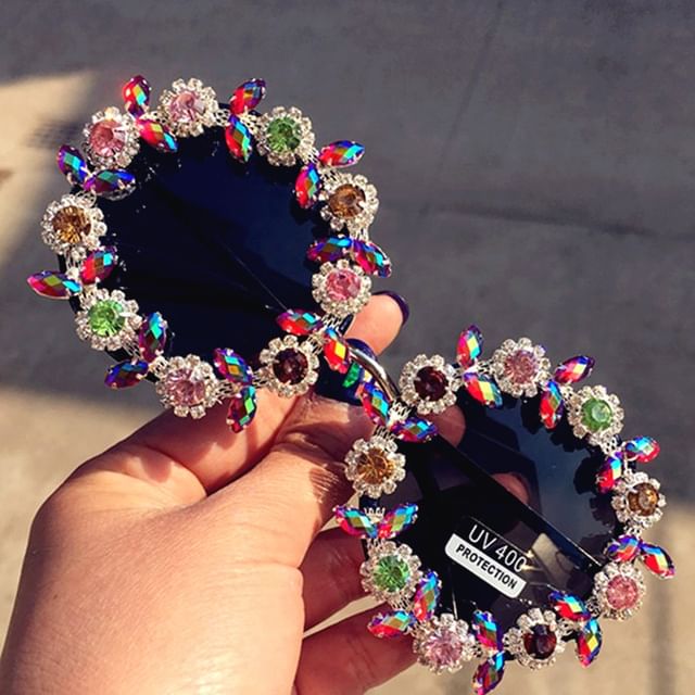 Rhinestone Floral Sunglasses