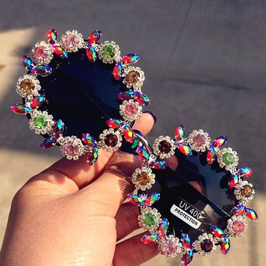 Rhinestone Floral Sunglasses