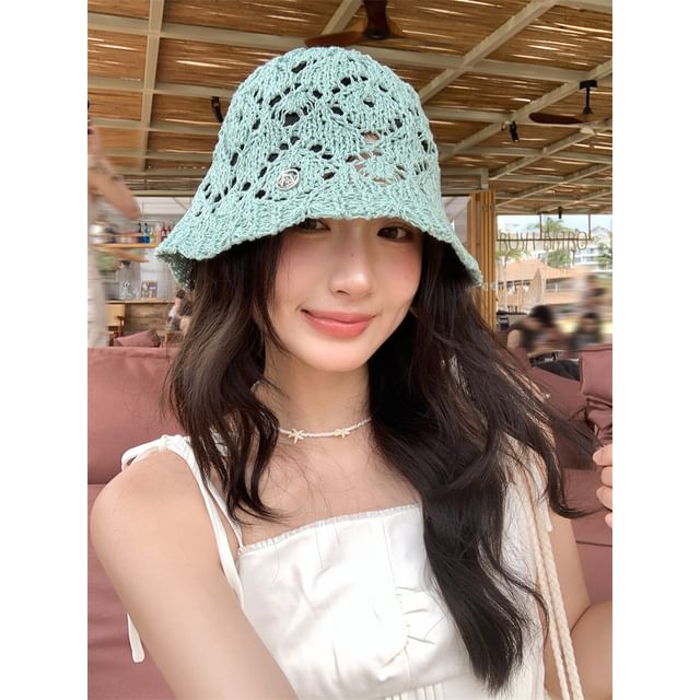 Bucket Hat Crochet Straw