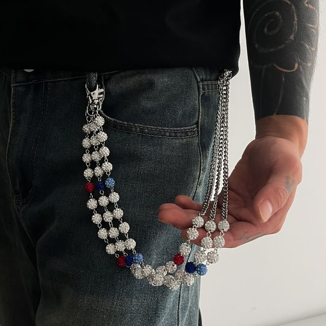 Rhinestone Beaded Layered Waist Chain