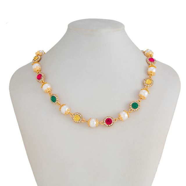 Rhinestone Faux Pearl Necklace