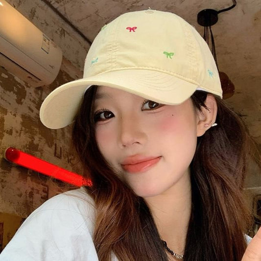 Baseball Cap Embroidered Bow
