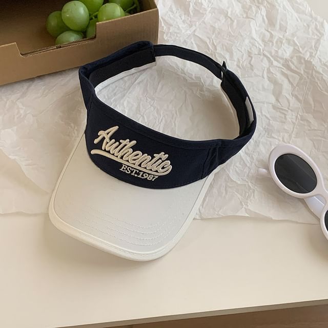 Lettering Embroidered Two-Tone Sun Visor