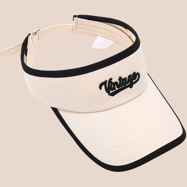 Lettering Piped Embroidered Visor Sun