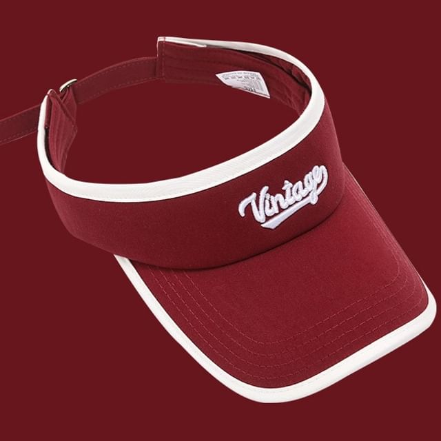 Lettering Piped Embroidered Visor Sun