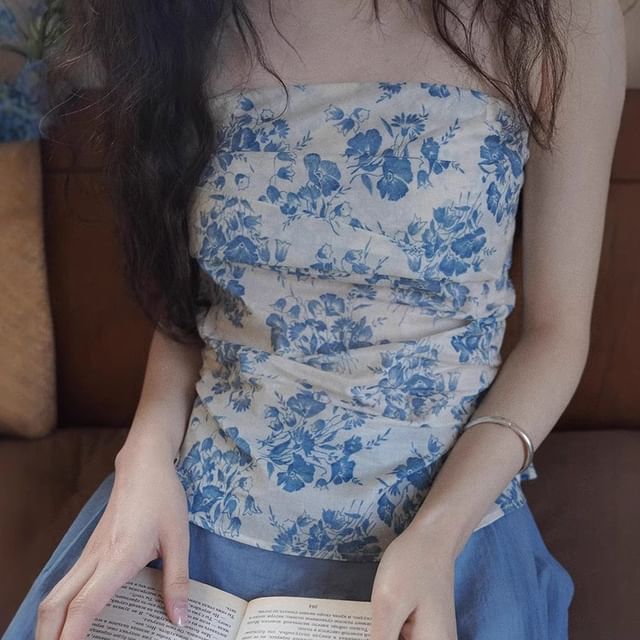 Tube Top Print Sleeveless Floral