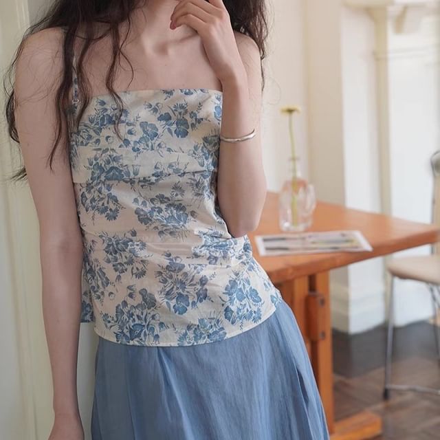 Tube Top Print Sleeveless Floral