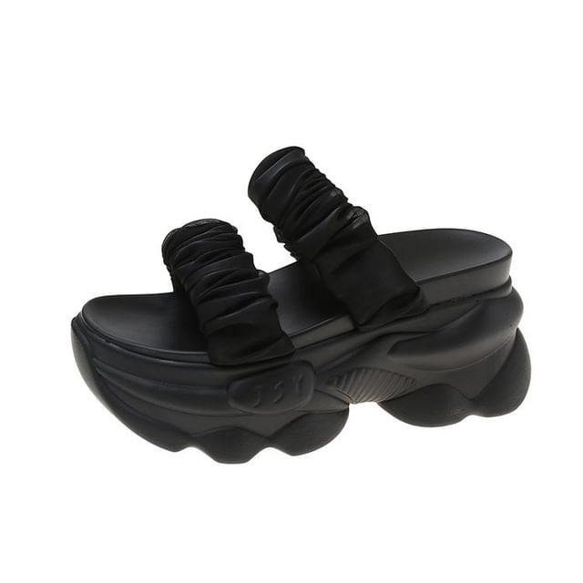 Sandals Platform Ruched Slide