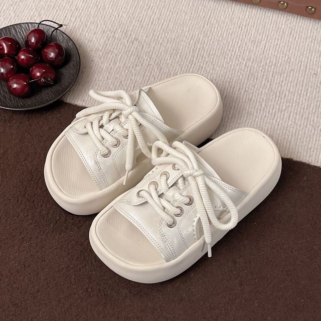 Platform Slide Lace-Up Sandals