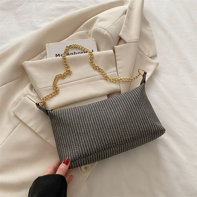 Woven Chained Strap Shoulder Bag