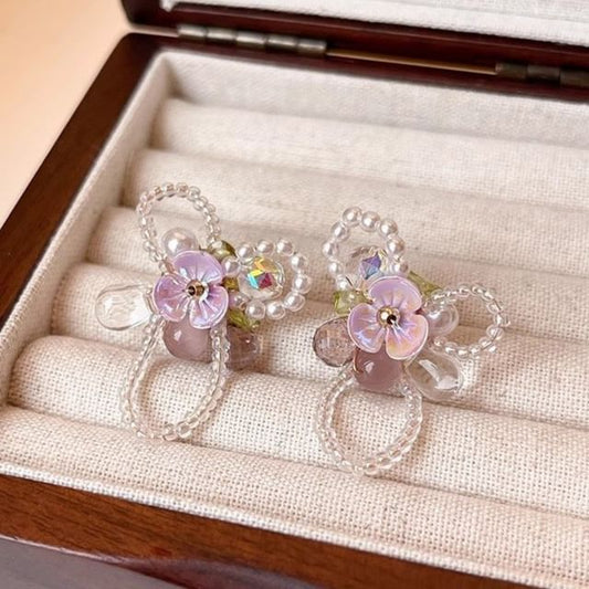 Beaded Floral Stud Earring