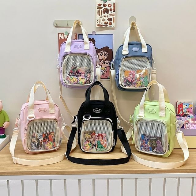 Mesh Panel Crossbody Bag
