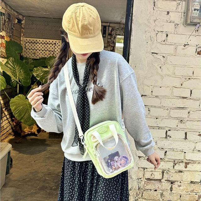 Mesh Panel Crossbody Bag