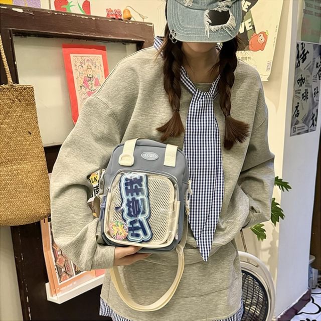 Mesh Panel Crossbody Bag