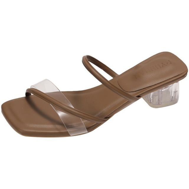 Sandals Toe Square Heel Slide PVC Low
