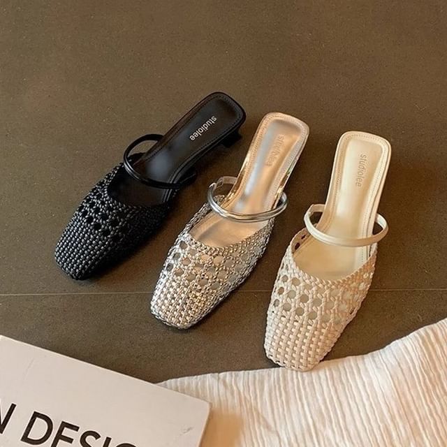 Kitten Toe Heel Square Mules