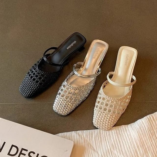 Kitten Toe Heel Square Mules