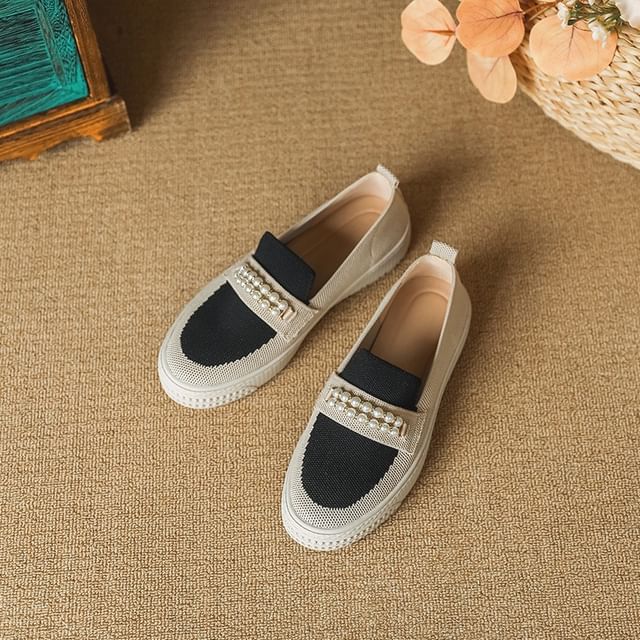 Faux Platform Slip-Ons Pearl