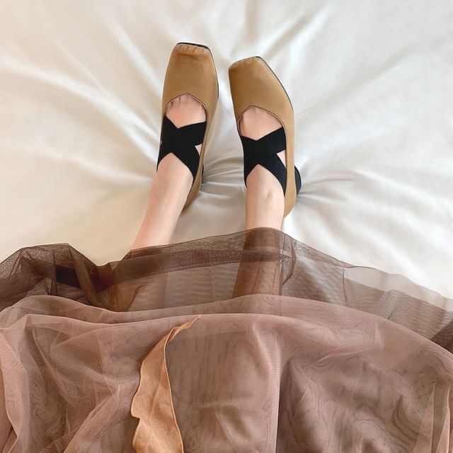 Square Cross Strap Pumps Mary Toe Heel Chunky Jane