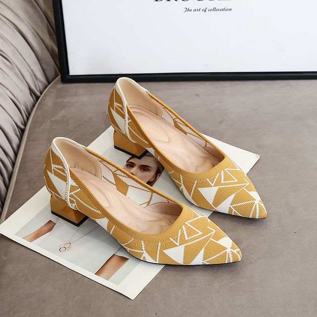 Pumps Striped Chunky Heel Pointed