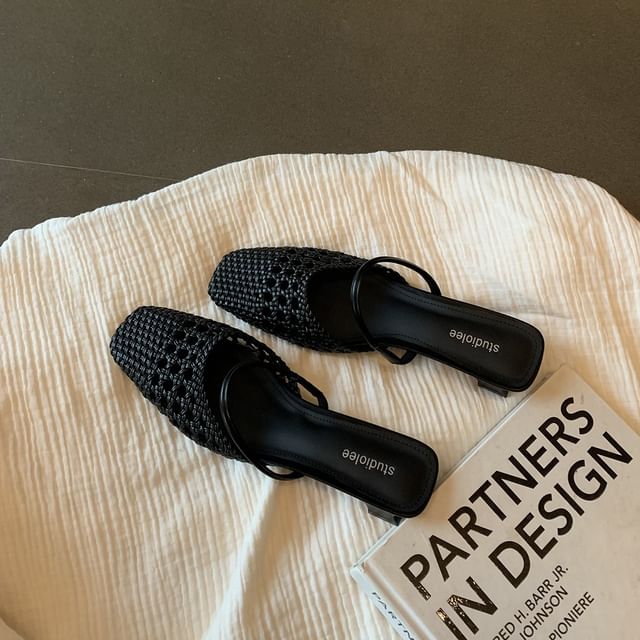 Kitten Toe Heel Square Mules